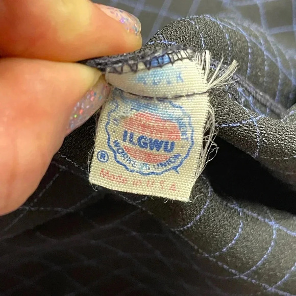 Vintage Womens Union ILGWU Plaid Navy Blue Single Button Lightweight Blazer VTG - Picture 6 of 14